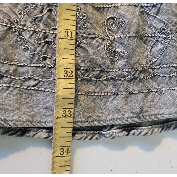 Vintage Muted Gray Emroidered Prairie Skirt Boho Cottagecore Tiered  Womens XL - Picture 10 of 11